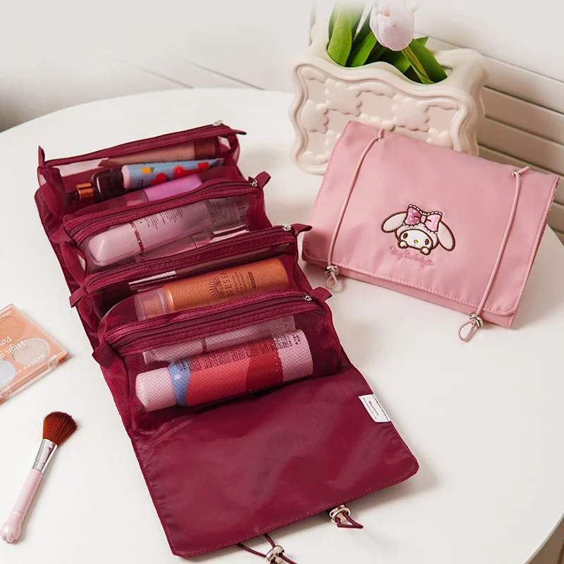 

Sanrio Cartoon Hello Kitty Women's Makeup Bag Large Capacity Foldable Travel Storage Toiletry Bag 4-in-1 Detachable Makeup Bag