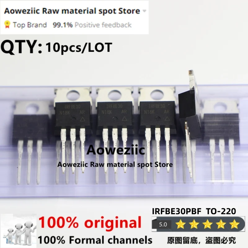 

Aoweziic 2018+ 100% new imported original IRFBE30PBF IRFBE30 TO-220 MOS FET 800V 4.1A