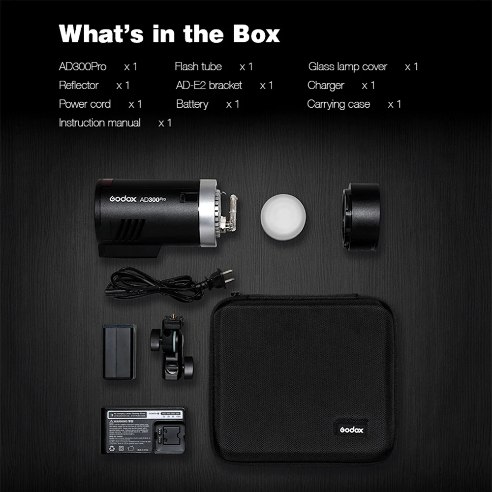 Godox 300Ws TTL 2.4G 1/8000 HSS AD300Pro Outdoor Flash Light with Battery for Canon Nikon Sony Fuji Olympus Pentax On Camera Flash Camera Flash