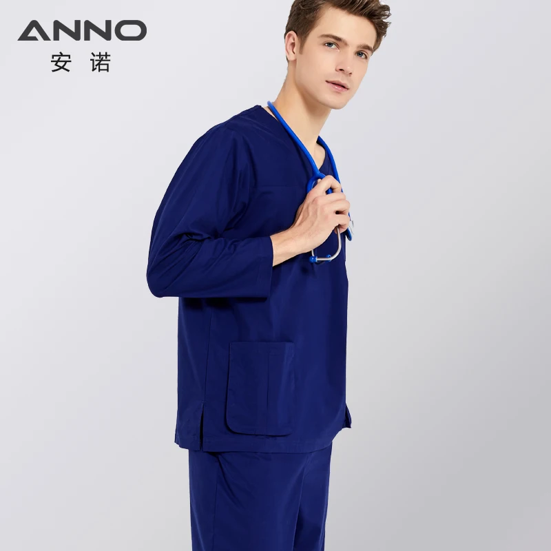 ANNO Nine Points Sleeve Nursing Scrubs Set Stretch Fabrics Spandex Nurse Uniform Unisex Paramedic Beauty Elasticity Work Suits