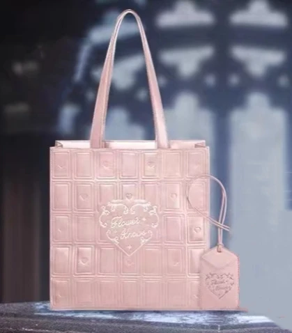 Flower Knows Chocolate Tote Bag PU Leather Solid Color