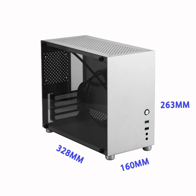 SKTC Xingkaitian HX100 핸들, 모든 알루미늄 MATX 게임 유리 데스크탑 컴퓨터 케이스, SFXATX 전원 공급 장치