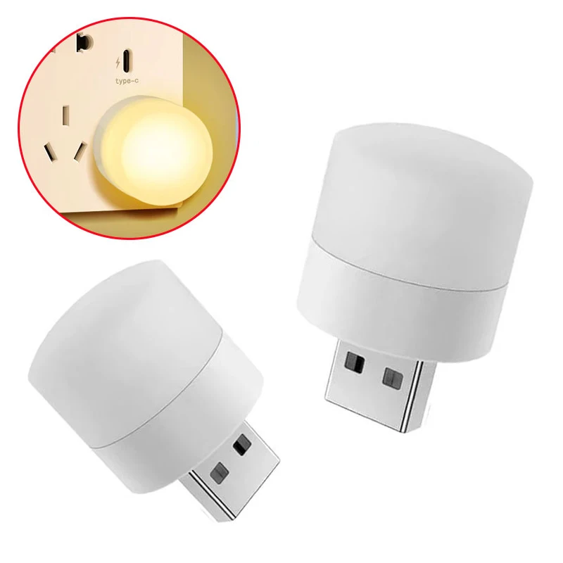 Mini USB Night Light LED Bulb Warm White Portable Home Light