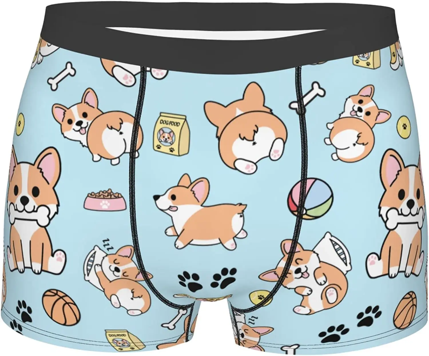 

Men's Boxer Briefs Funny Corgi Dogs Underwear Trunks Soft Breathable Stretch Wide Waistband Underwear with Bulge Pouch for Boys