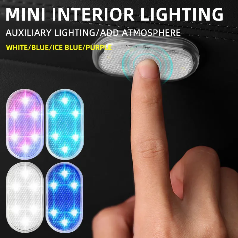 Luz Interior táctil para coche, lámpara de techo con Velcro para techo de coche, iluminación Interior para coche, luz de lectura nocturna, lámpara de lectura con carga USB