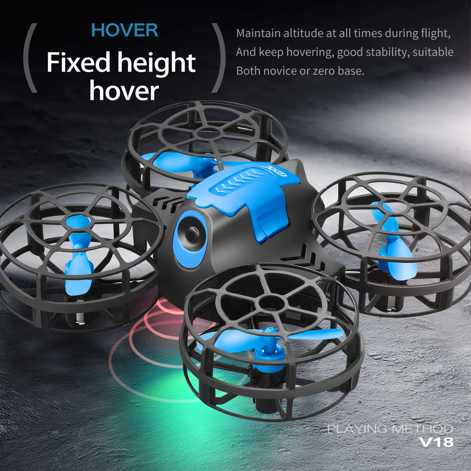 Enfant utilisant une télécommande pour piloter le Mini Drone Télécommandé V8 ou V18 avec Caméra HD dans un jardin.