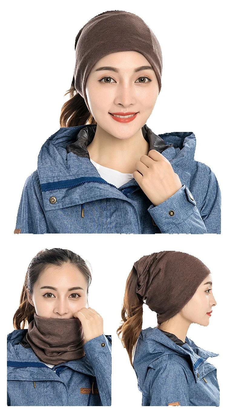 Chapéu de cachecol grosso e quente à prova de frio para outono e inverno, cor sólida e veludo, multifuncional, para ciclismo, cobertura de pescoço_voghion.com