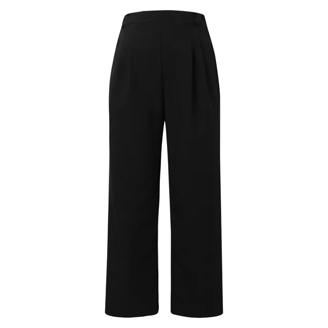Women Straight High Waisted Trousers Fashionable Casual Loose Women'S Pants Solid Color Wide Leg Trousers 3