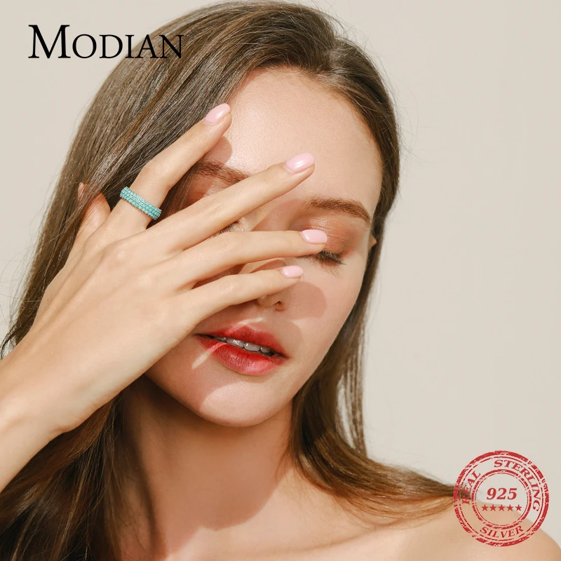 MODIAN 여성을위한   럭셔리 청록색 손가락 반지 빈티지 레트로 보헤미안 스타일 반지 파인 쥬얼리 Anel