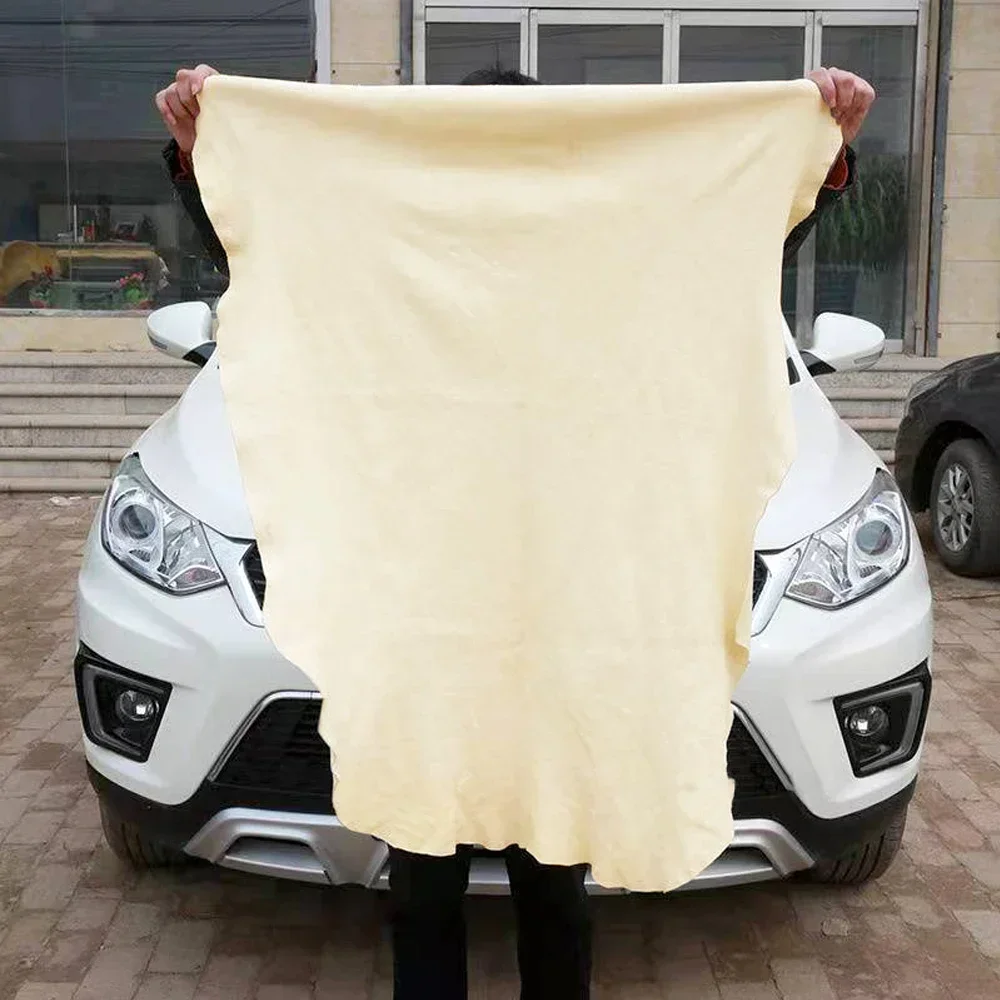 Car Cleaning Towel Natural Car Cleaning Cloth Chamois Leather Auto Detailing Towels Elastic for Car Washing Maintenance