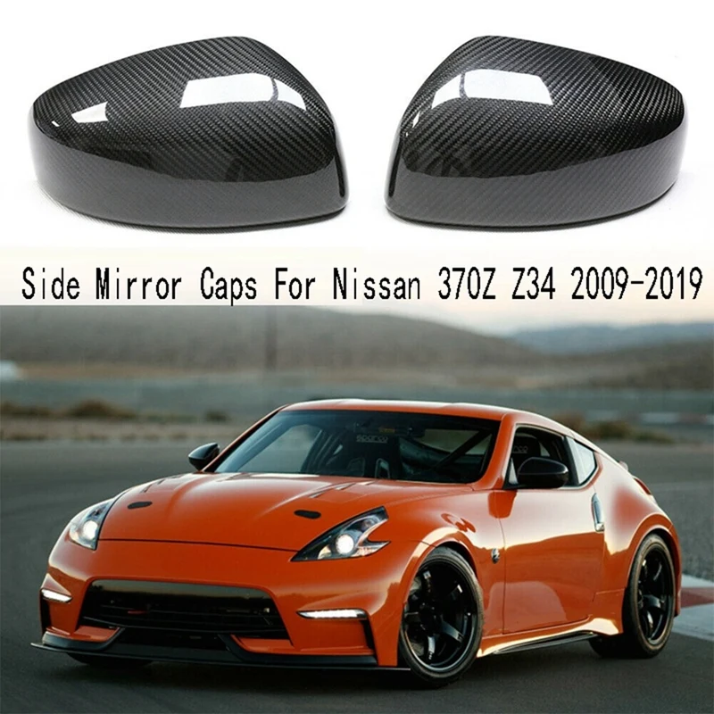 

1 Pair Rearview Mirror Cover Carbon Fiber Side Mirror Caps For Nissan 370Z Z34 2009-2019
