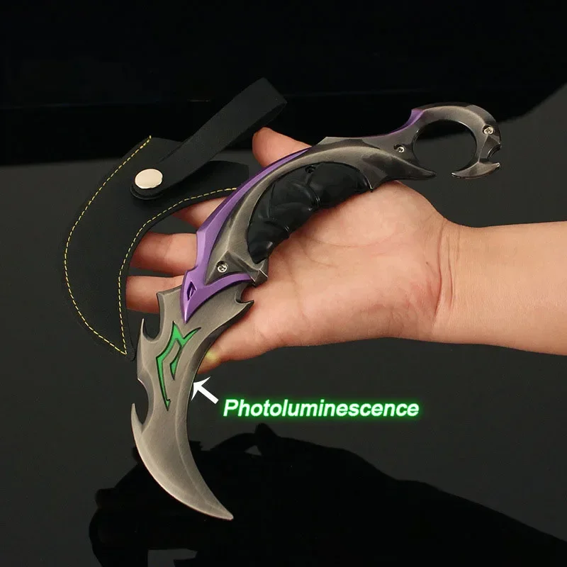 thumbnail image 1 of Serie de armas cuerpo a cuerpo Valorant de 22 cm, modelo de metal Reaver EP 5 Karambit, réplica de espada, juego 1:1, arma, cuchillo, juguetes, adornos, 1 of 5