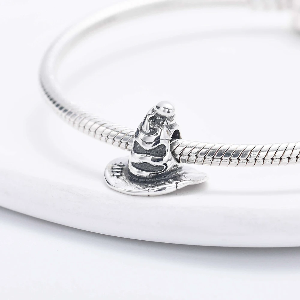 925 Sterling Silver Hat Flower fairy Charm Bead for Pendant Bracelet DIY Jewelry Gift