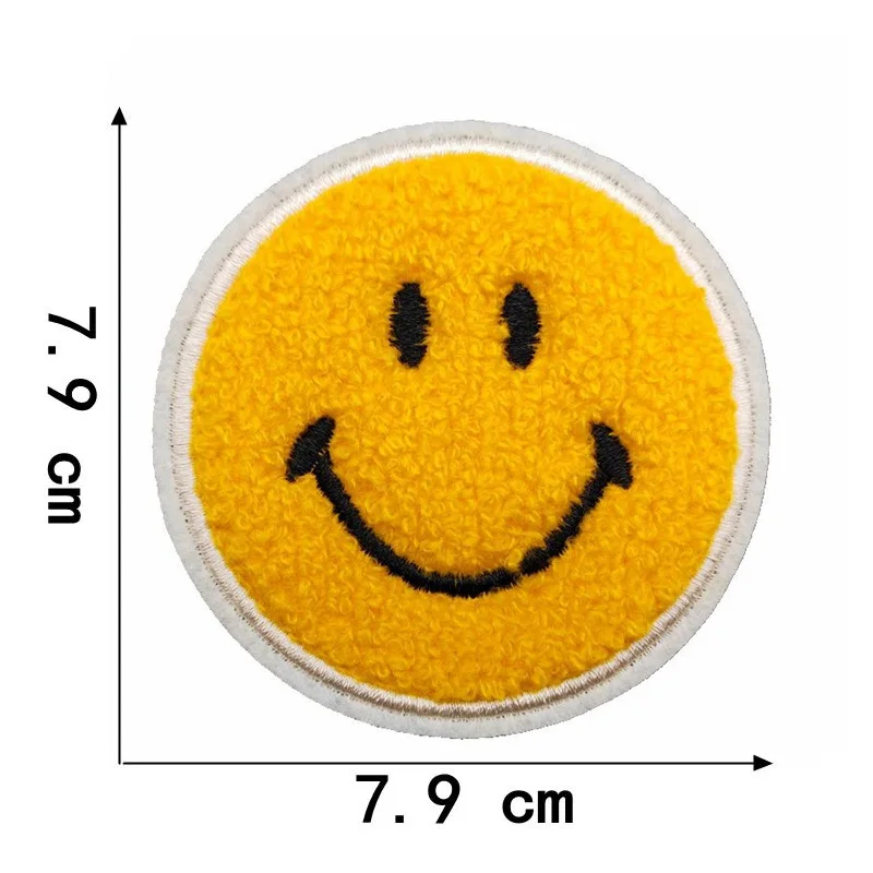 1Pcs Round Expression Smiley Face Patch Clothes Iron on Embroidered Sew Applique Cute Fabric Badge Garment Apparel Accessories 