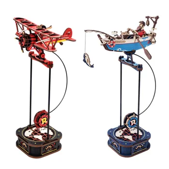 Robotime Rokr Gravity Swing Model Building Kit 3D Wooden Puzzle kit Sky Captain kit Ocean Fisher kit Best Gifts for Adults Teens 1