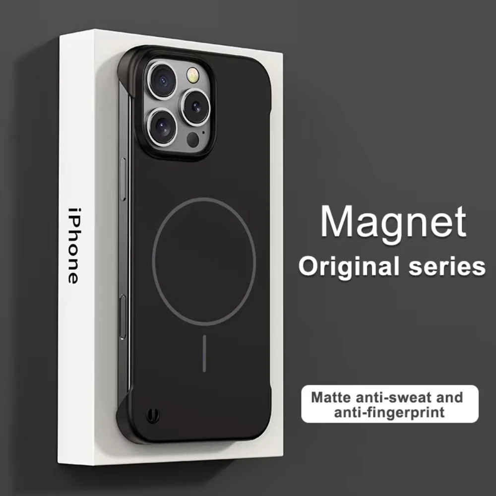 Frameless Matte Magnetic Shockproof Phone Case with Magsafe Compatibility