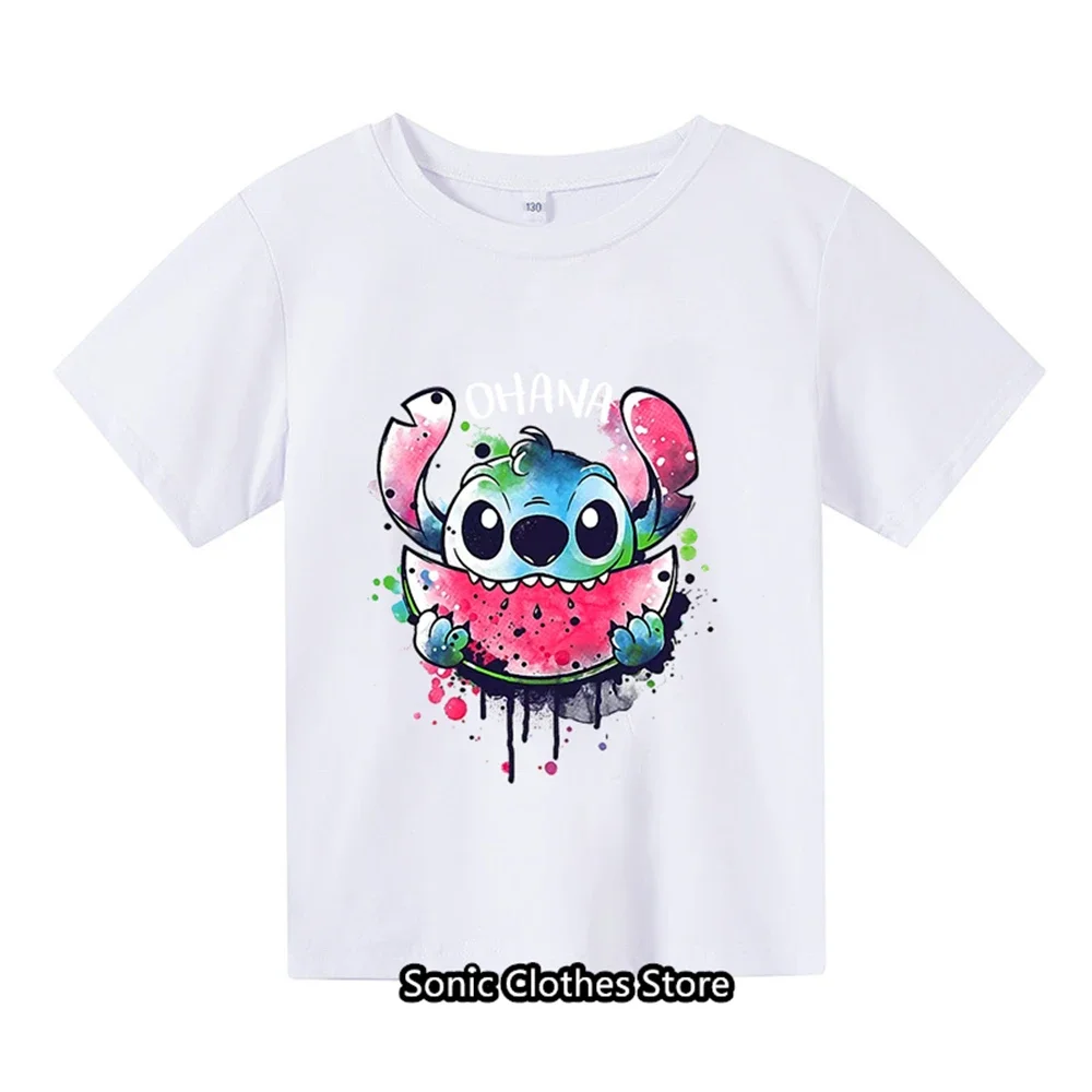 

Kawaii Lilo Stitch T Shirt Women Funny Cartoon TShirt Female Stitch Manga T-shirt Girls Streetwear Summer Top Baby BoysTees