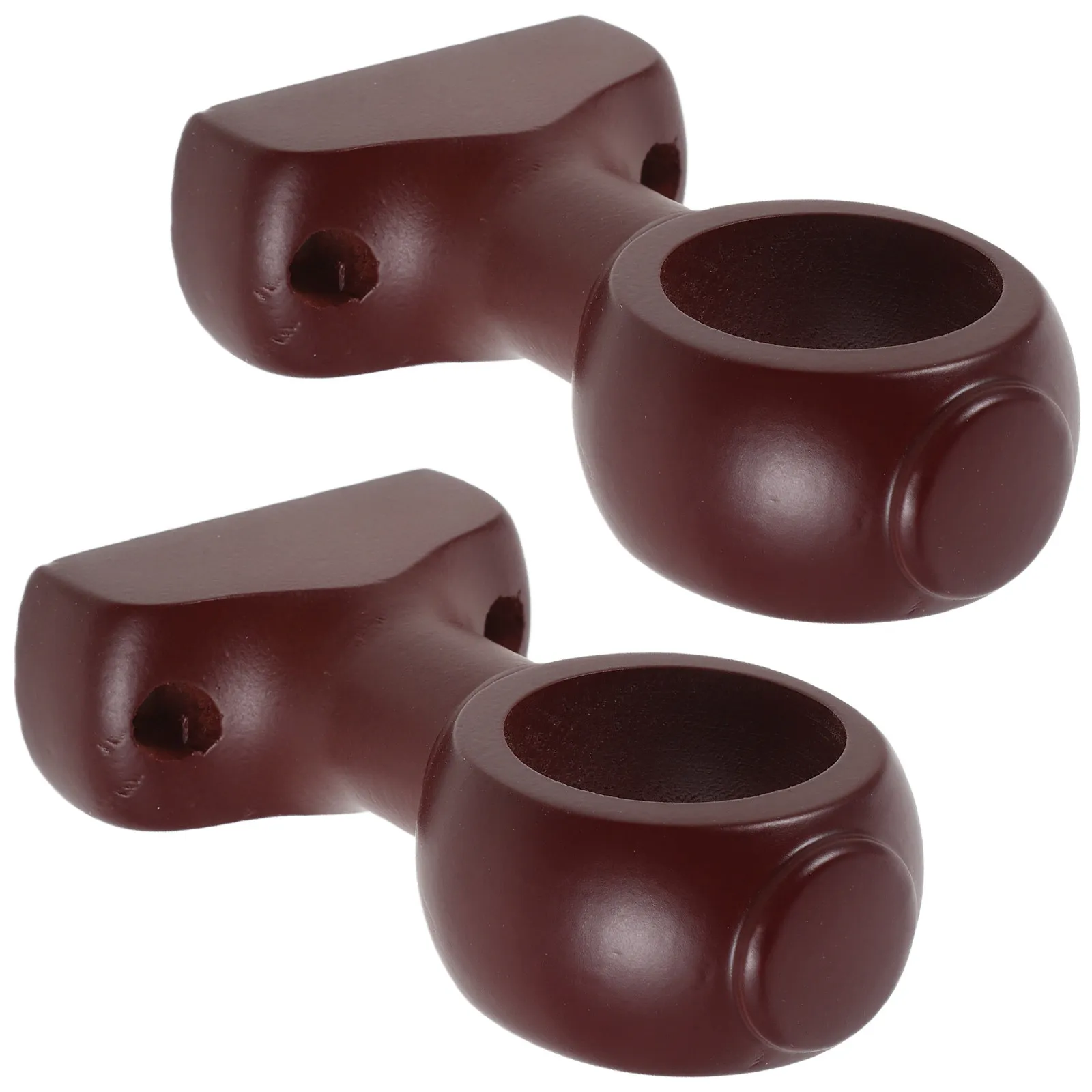 2Pcs Wooden Curtain Rod Holders Brackets Wall Mount Drapery Support for