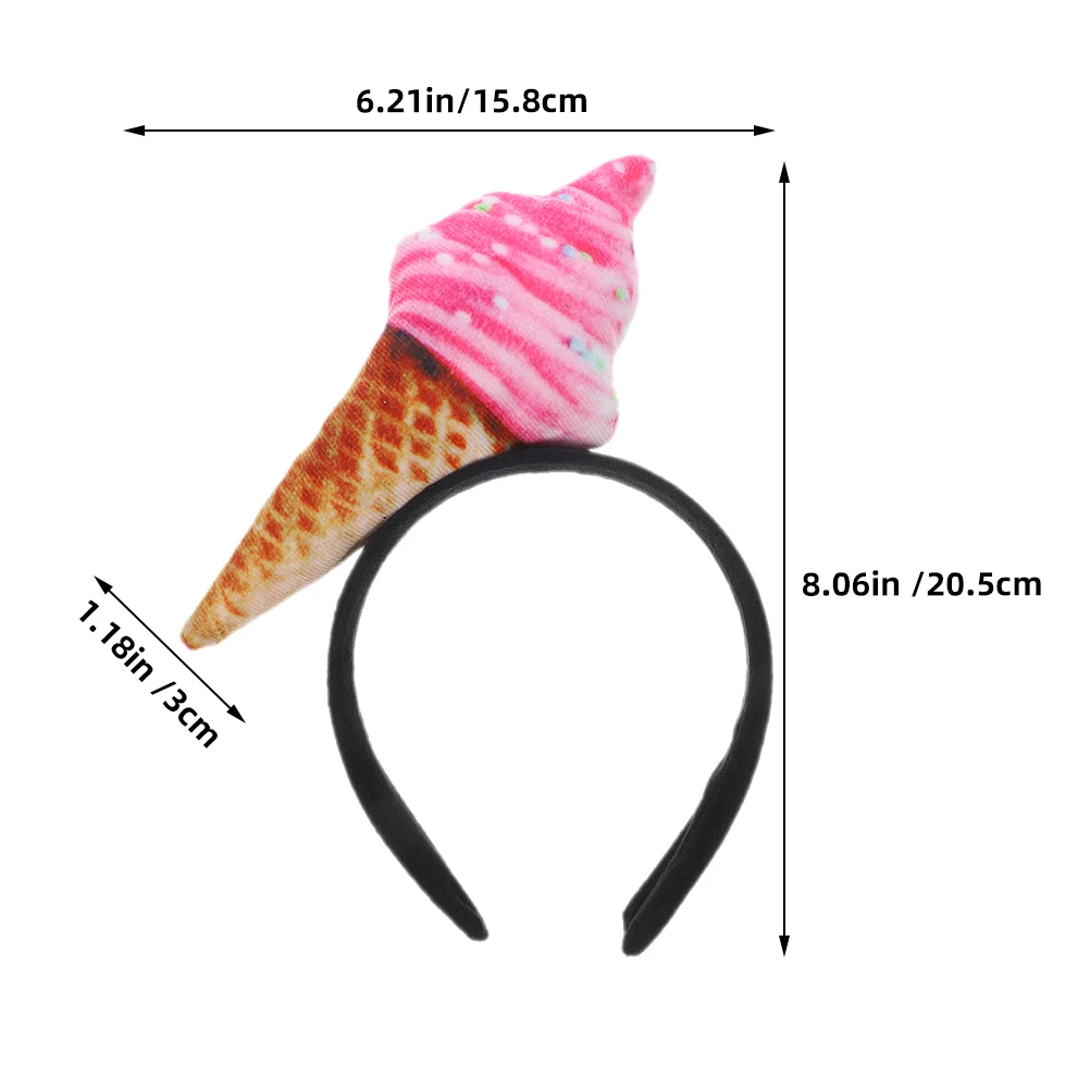2Pcs Ice Cream Headband Hair Bands Headpiece Holiday Accessories for Women Hat Headgear Halloween Headbands Child Woman 6