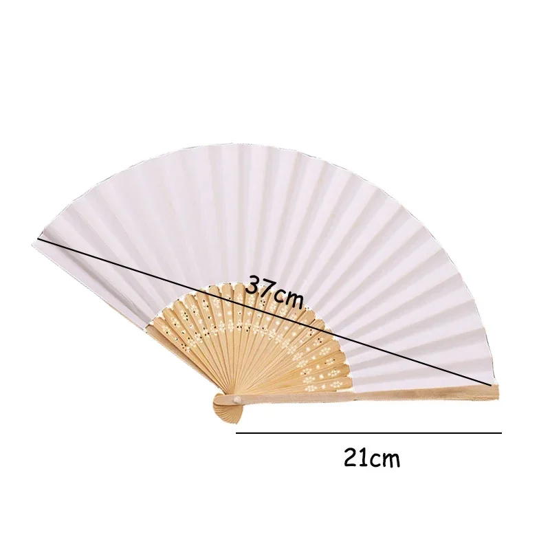 1Pc 7inch White Hand-painted Foldable Paper Fan Portable Wedding Party Hand Fan Gifts Chinese Style Vintage Decoration Child DIY folding fan hand fan