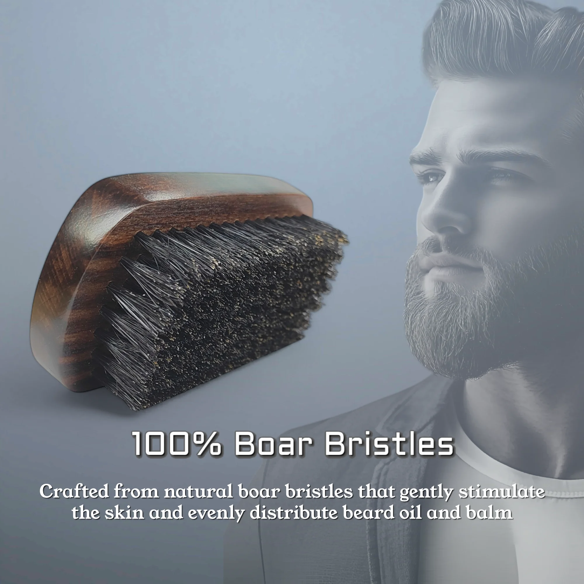 Gracemen Premium Retro Beard Brush Grooming Facial Brush for Men - 100% Boar Bristle and Old-stly Wooden Handle Man 3