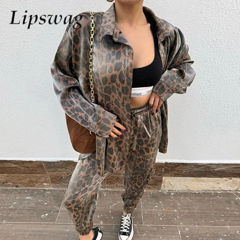 Leopard Print High Waisted Two Piece Set