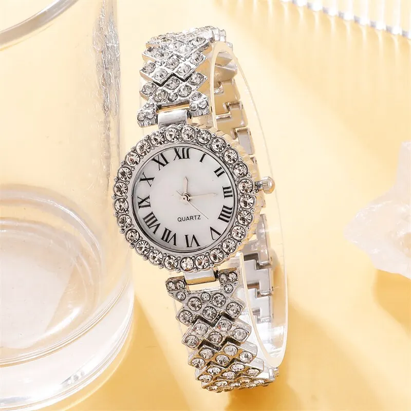 Women Watches 6pcs Set Watches Luxury Rhinestone Women Fashion Wristwatch Quartz Watch For Girl Ladies