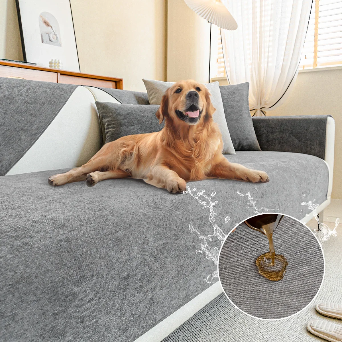 Waterproof Sofa Cover Solid Color Living Room Sofa Cushion Non-Slip Cushion Armrest Combination Covers Housses De Canap&eacute;