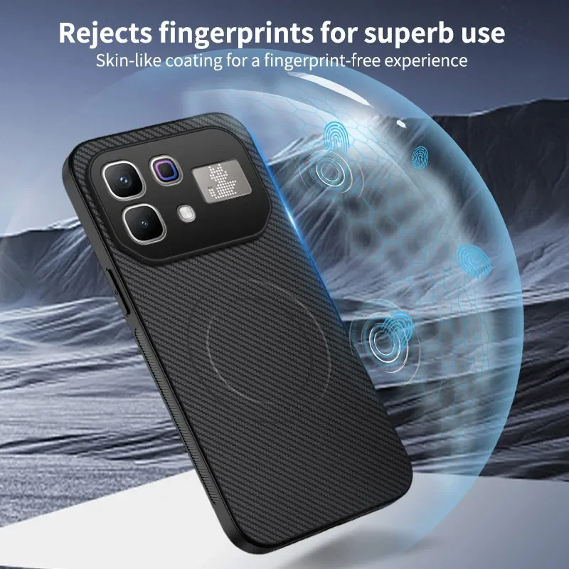 Magnetic Leather Case with Carbon Fiber Texture and Mag-safe for Enhanced Camera Protection