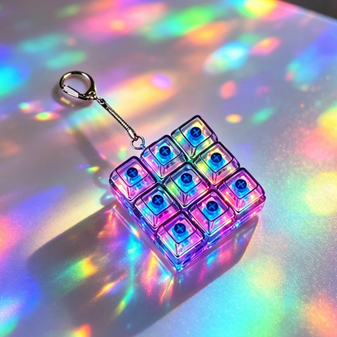 Luminescent Keyboard Keychain: Interactive Stress Relief & Portable Desk Accessory
