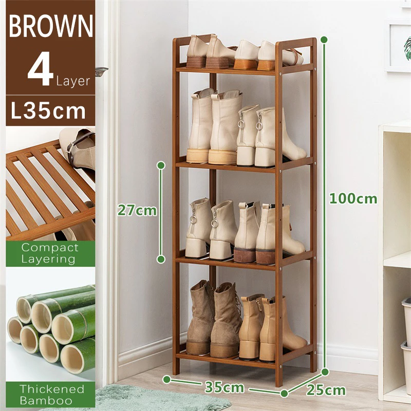 

4 tier bamboo bathroom storage shelf bookcase stand shelf hallway shoe rack