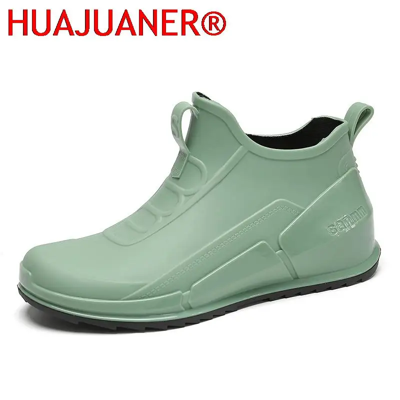 Women's Rain Galoshes PVC Insulated Rubber Shoes for Women Waterproof Work Rainboots Fashion Solid Color Non-slip Garden Boots