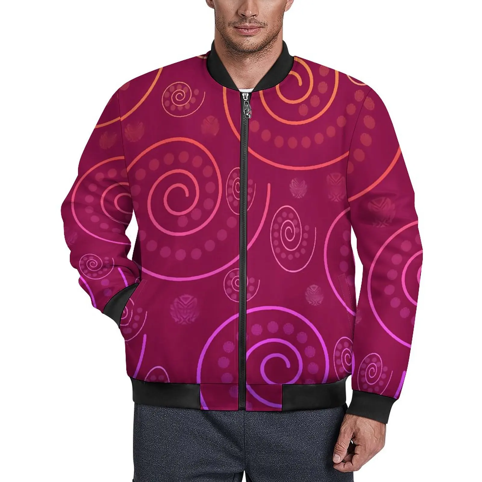 

Abstract Swirls Jackets Autumn Retro Print Modern Casual Coats Man Waterproof Classic Windbreakers Custom Big Size Jacket