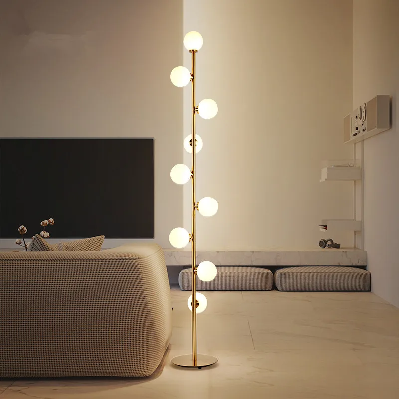 

Nordic Postmodern Minimalist Magic Beans 9 Glass Ball Standing Lamps Living Room Bedroom Study Floor Lamp LED Indoor Lighting
