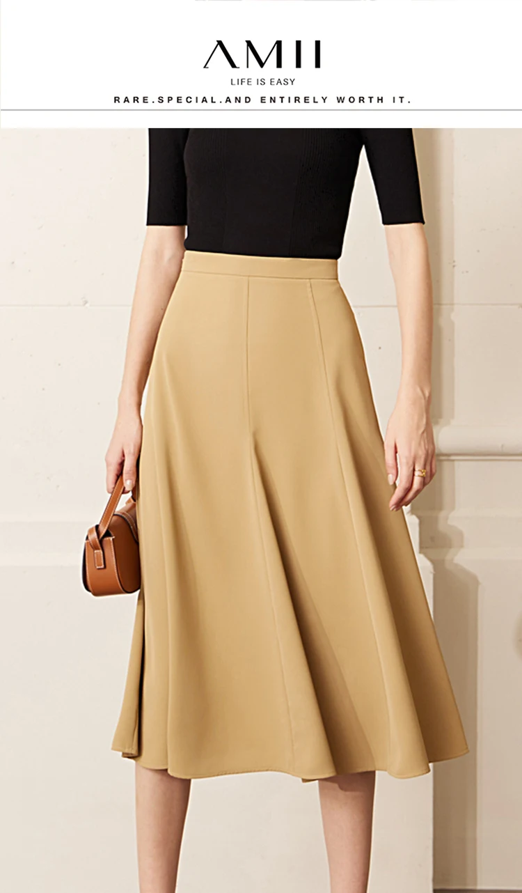 【美品】AMAIL Cotton furi skirt ベージュ　アマイル AMII Minimalism Skirts for Women 2025 Autumn New High Waist