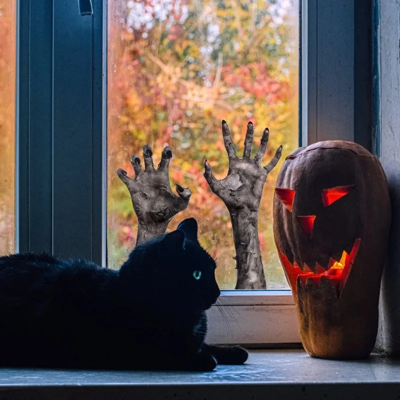 Halloween Decoration Devil Hand Wall Sticker Ghost Hand Window Sticker Halloween Party Home Bar Decorations Prank Prop Supplies