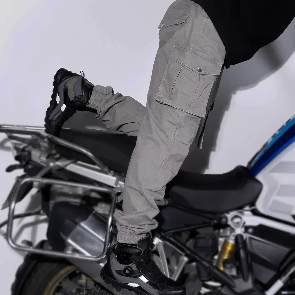 Motorcycle Pants Men Riding Trousers Cargo Big Pockets Soft Elastic Daily Wear Casual Protective Gear Moto for Outdoor Cycling