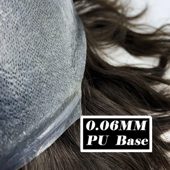Parrucchino da uomo protesi capillare parrucca uomo 0.06mm pelle piena capelli umani veri parrucche corte pezzo di capelli capelli protesici unità di sistema maschile