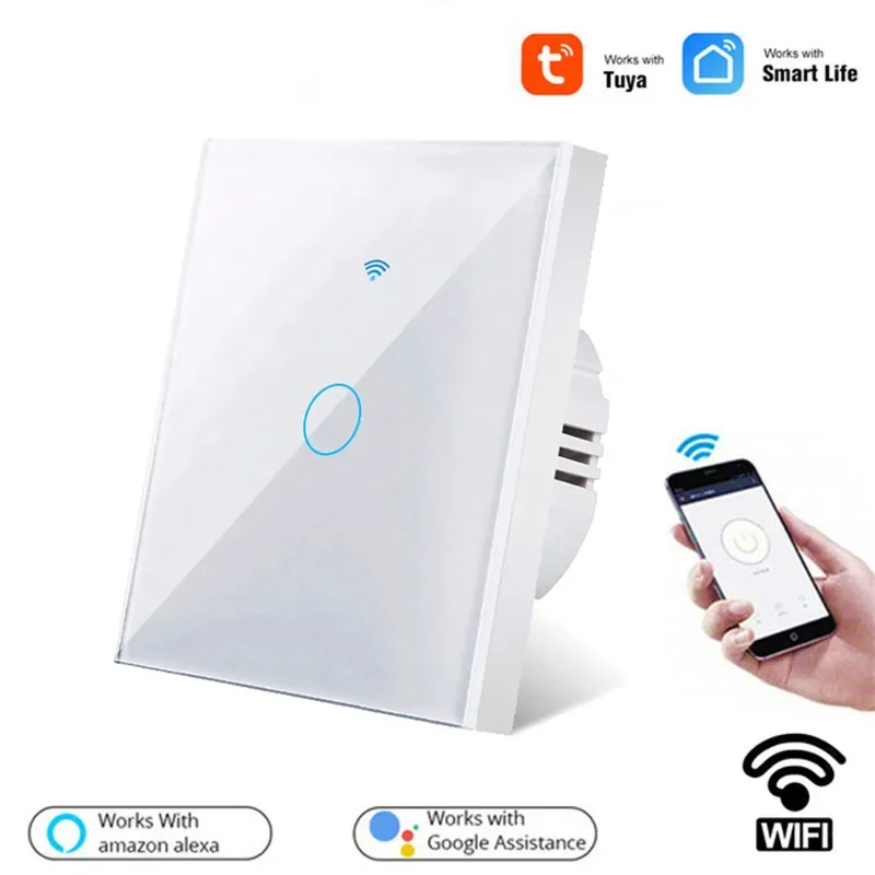 Smart Switch Smart Switch Module Work With Tuya WiFi Smart Switch Works With Alexa With/Without Neutral Wire Wireless RF433 Wall Touch Sensor Switch