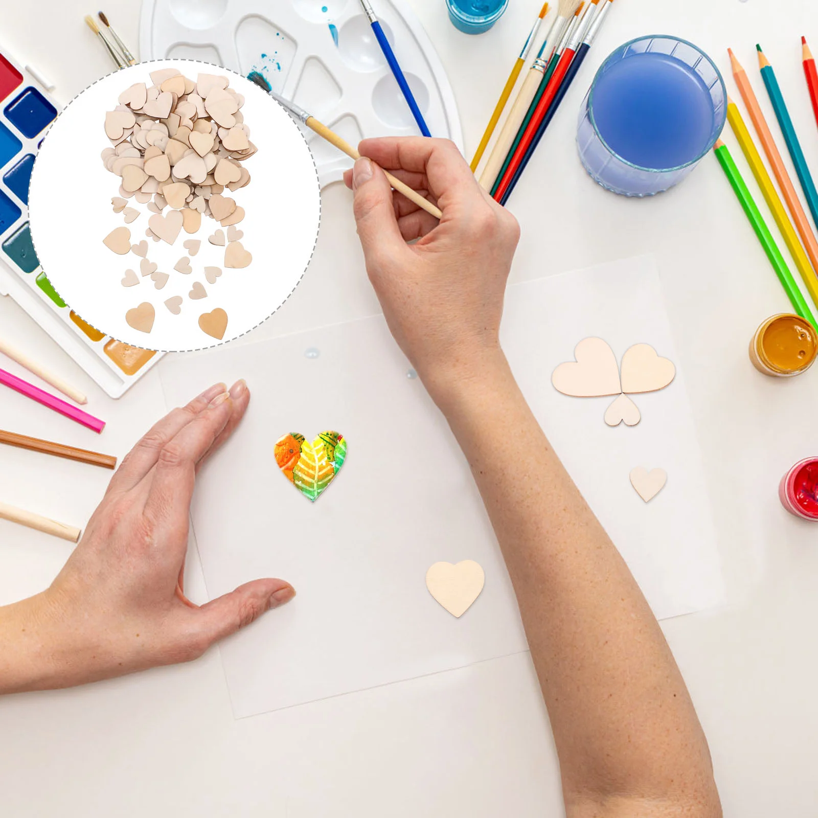 

200Pcs Wooden Heart Shapes Pieces Wooden Embellishments Unfinished Wooden Craft Heart Cutouts