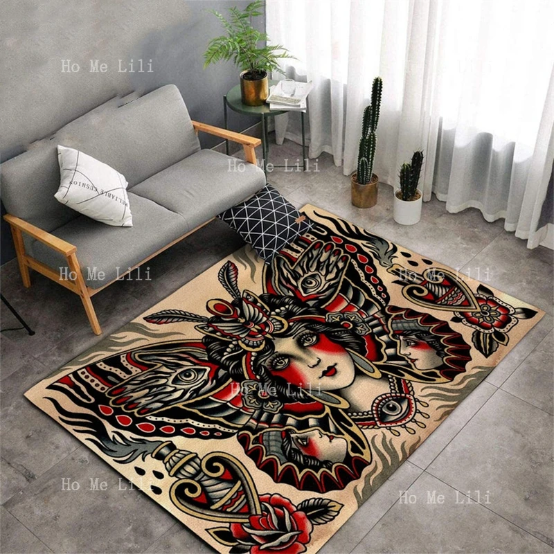 Old School Tattoo Carpet The Legend Of Zelda Majoras Mask Flanella Floor Rug Gaming Video Per Soggiorno Home Decor