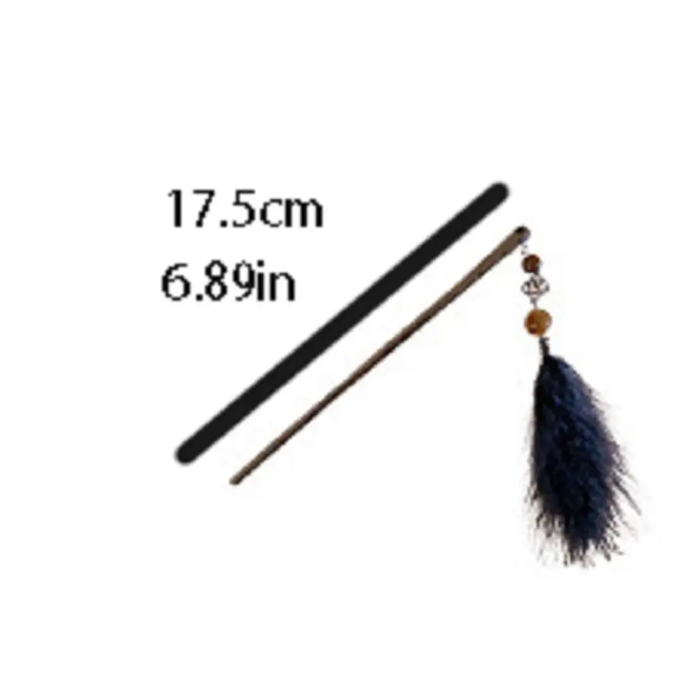 Metal Feather Hair Stick Fashion Chinese Style Beaded Hanfu Hair Clips Hair Accessories Headwear Tassel Hairpins Party