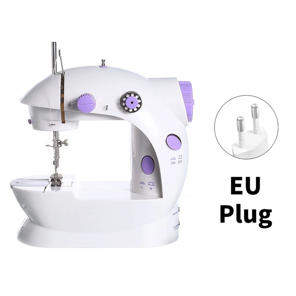 מכונות תפירה ניידות 202Mini לבית עם בקרת אור ומהירות למתחילים, אביזרי תפירה לבית