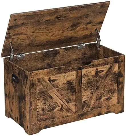 

Chest, Storage Trunk with 2 Safety Hinges, Storage Bench, Shoe Bench, Barn Style, 15.7 x 39.4 x 18.1 Inches, for Entryway, Bedro