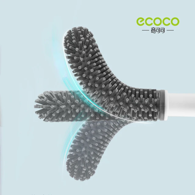 Ecoco Puha Tpr Szilikon Fej Wc Kefe Tartóval Falra Szerelt Fürdőszobával Nincs Halott Lapos Rugalmas Kefék Kiegészítő - Image 4