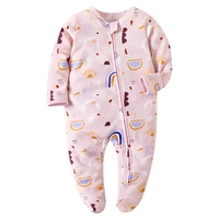 Newborn Baby Footed Sleepwear, Cotton, White, Soft, Zipper, One Piece Pajamas, Newborn Clothing, 0-12 Months 2