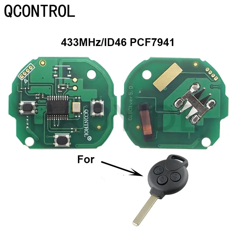 QCONTROL 433MHz 3 Buttons Car Remote Key PCB for Mercedes-Benz Smart Smart Fortwo 451 2007 2008 2009 2010 2011 2012 2013