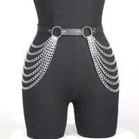 Women Sexy Leg Chain Harness garter Belt Waist Corset Belt Leather Harness Waists Thigh Harness Gothic Clothing Accessory 3