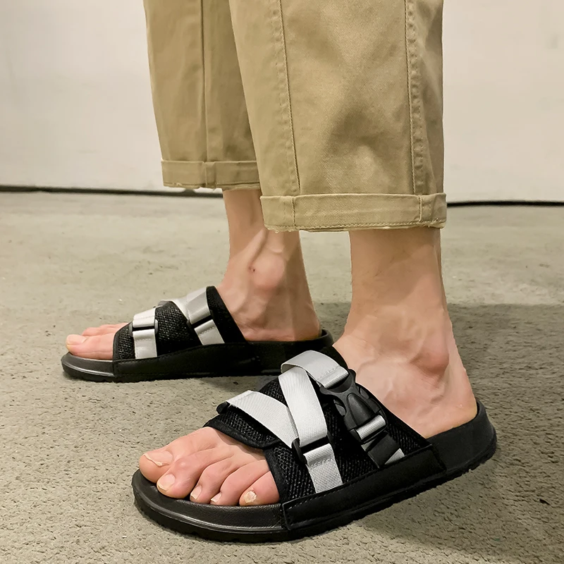 

Men's Platform Slip on Slippers 2023 New Summer Outdoor Beach Shoes Fashion Open Toe Slides Shoes for Men Casual Sports Sandals