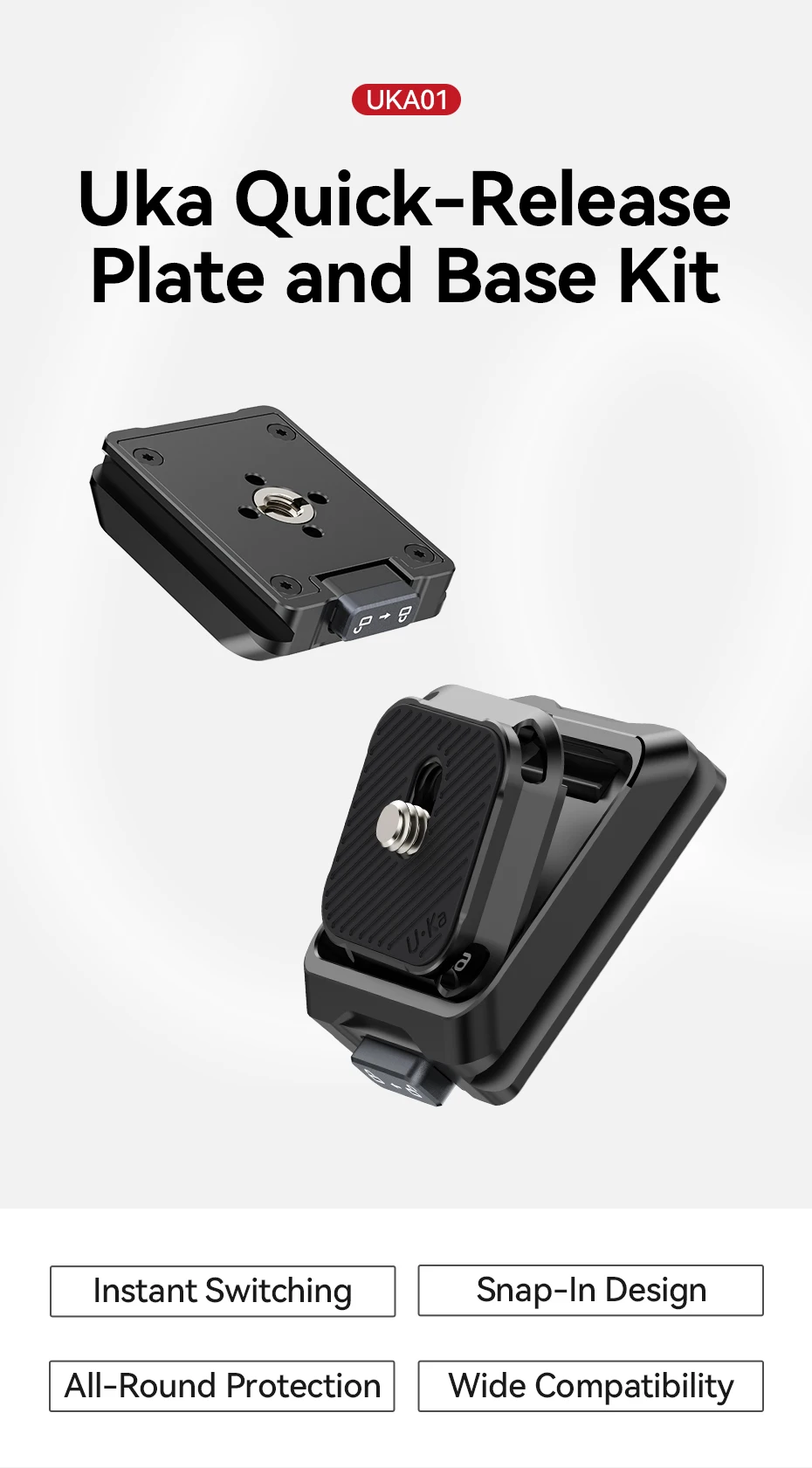 Uka Quick Release Plate and Base Kit DSLR Camera Compatible Arca F38 Plate Quick